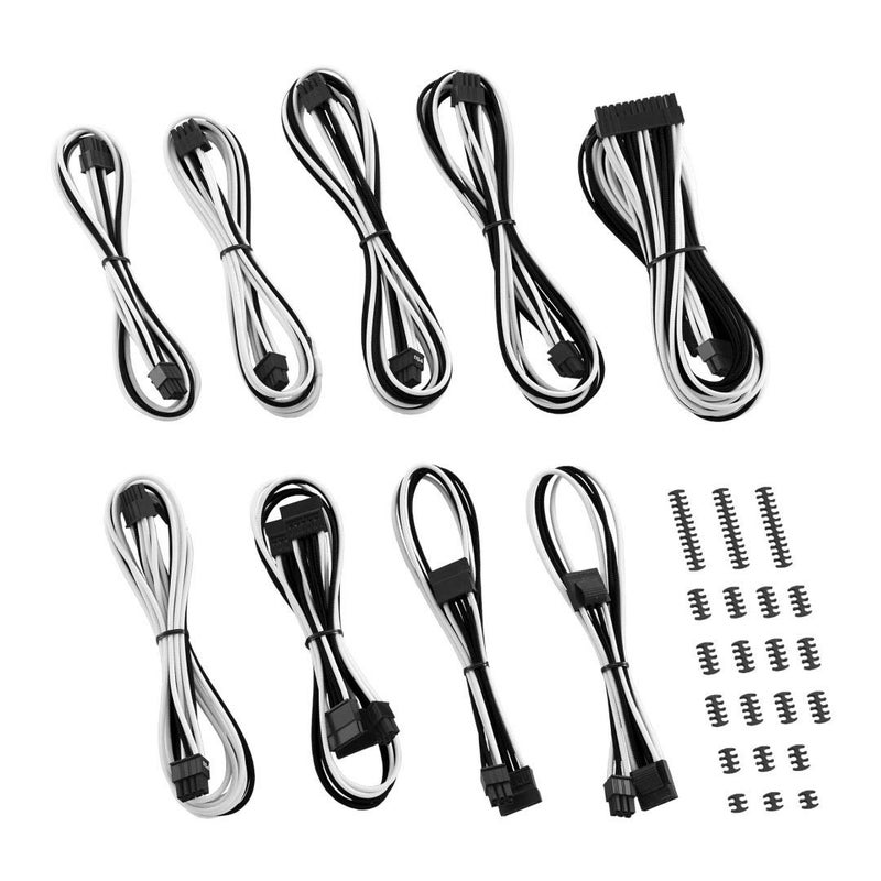 CableMod C-Series Classic ModMesh Sleeved Cable Kit for Corsair Type 4 RM Black Label/RMi/RMX (Black + White) - Image 1